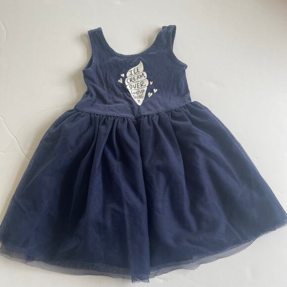 Old Navy Blue Tank Ballerina Dress 3T Ice Cream Graphic - Picture 1 of 6